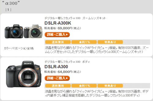 SONY デジタル一眼レフカメラ”α300”「DSLR-A300」