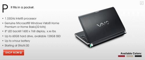 「VAIO New Mobile」”VAIO type P” width=