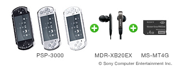 PSP-3000+MDR-XB20EX+MS-MT4G
