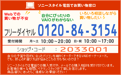 SONY VAIO / ソニー バイオ 電話で購入