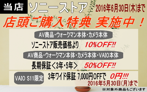 ソニーストア 店頭ご購入特典