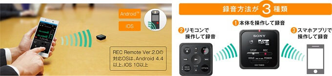 ソニー ICレコーダー「ICD-TX800」スマホで遠隔録音